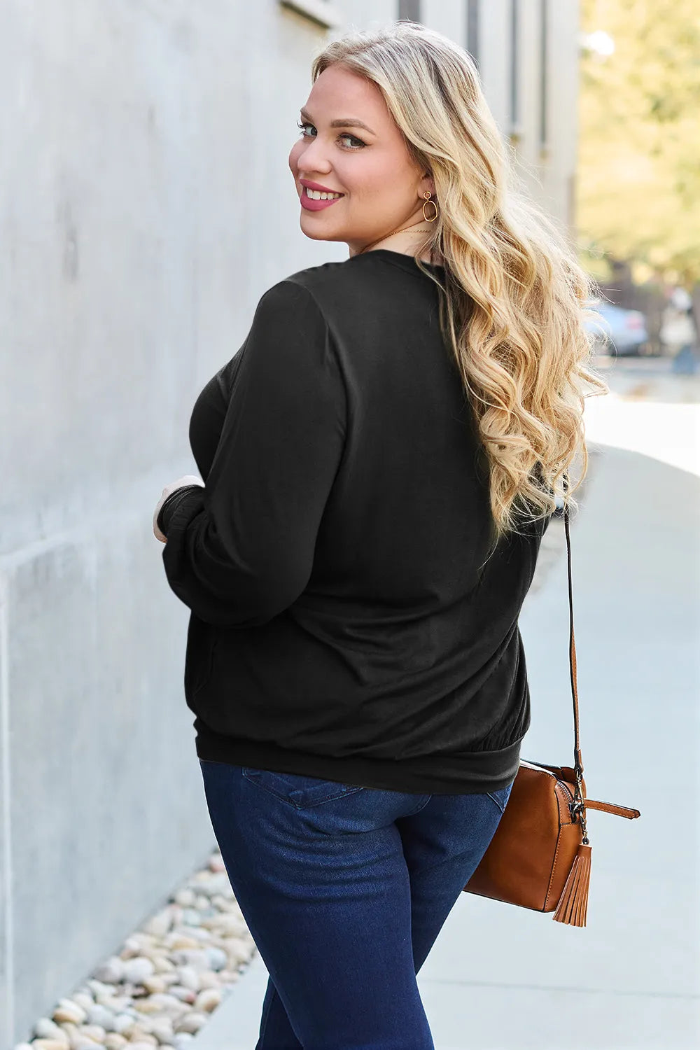 Basic Bae Full Size V-Neck Lantern Sleeve Top - Lilixa.store