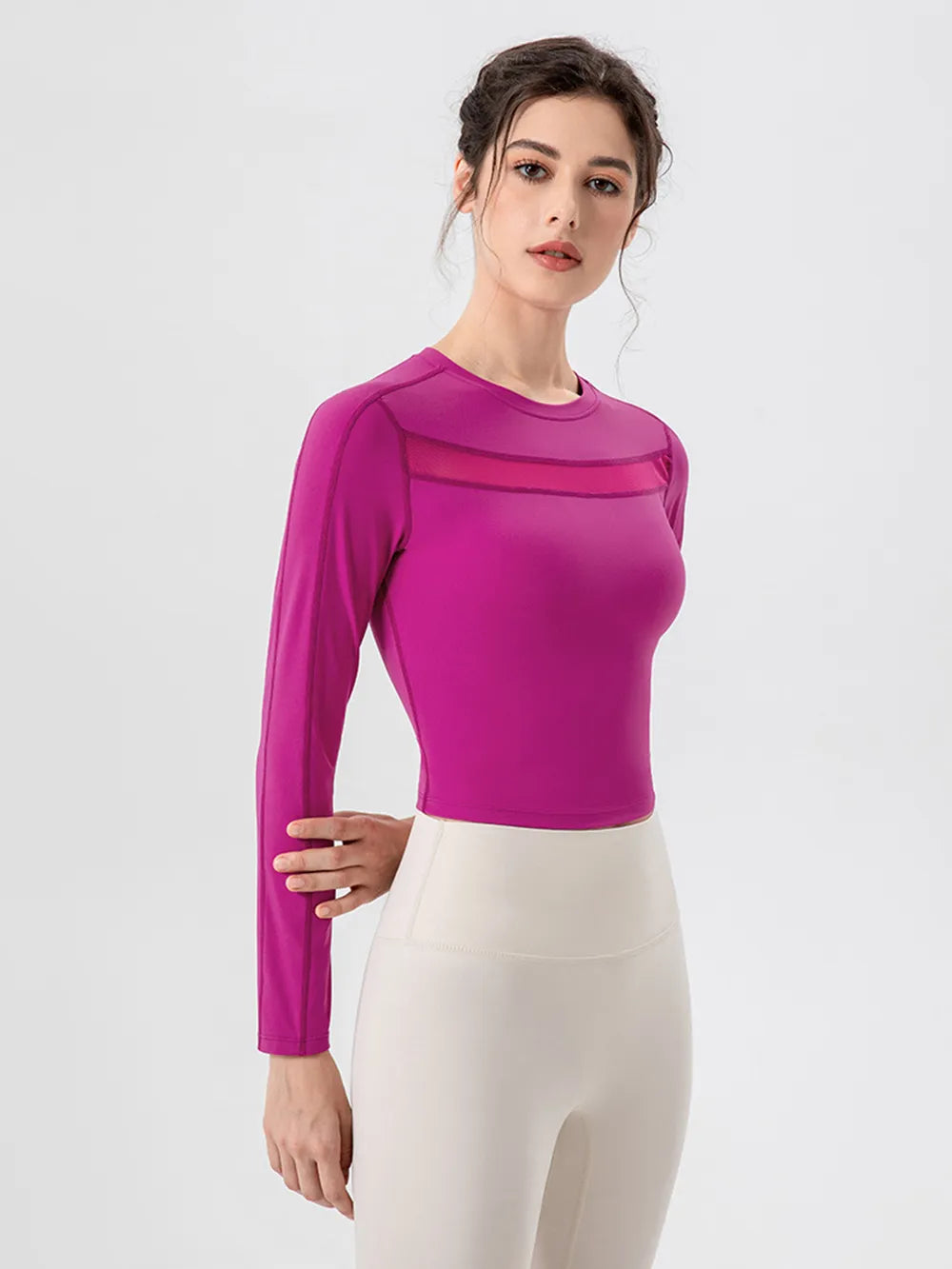 Round Neck Long Sleeve Active T-Shirt - Lilixa.store