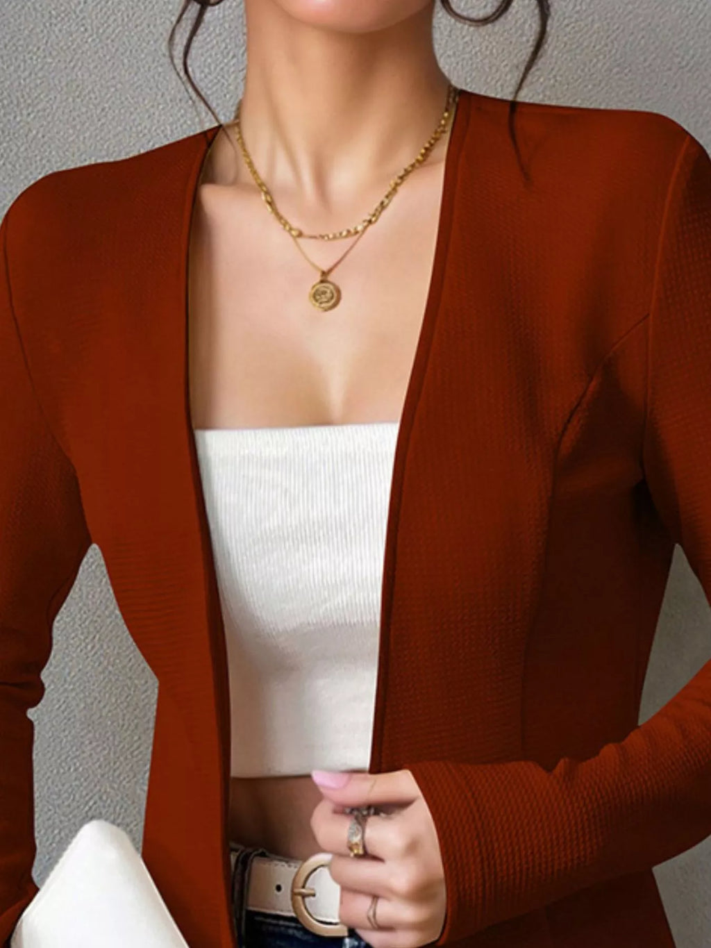 One Button Long Sleeve Blazer - Lilixa.store