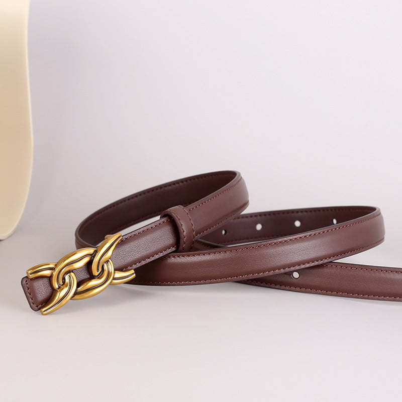 Chain Buckle Leather Belt - Lilixa.store