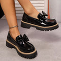 Bow Decor Chunky Loafers in Black