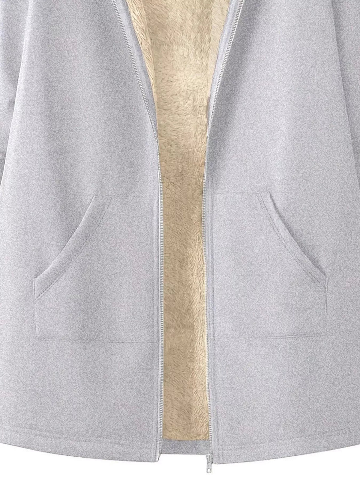Fleece-Lined Zip Up Hooded Outerwear - Lilixa.store