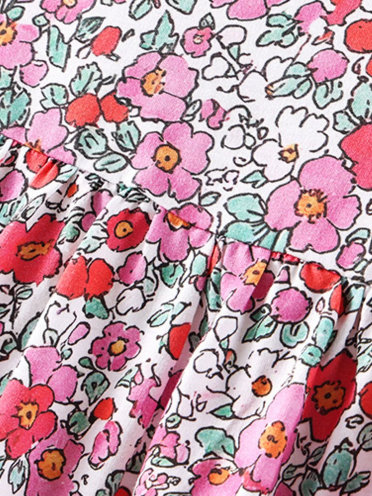Children's Floral Print Short Sleeve A-Line Dress - Lilixa.store
