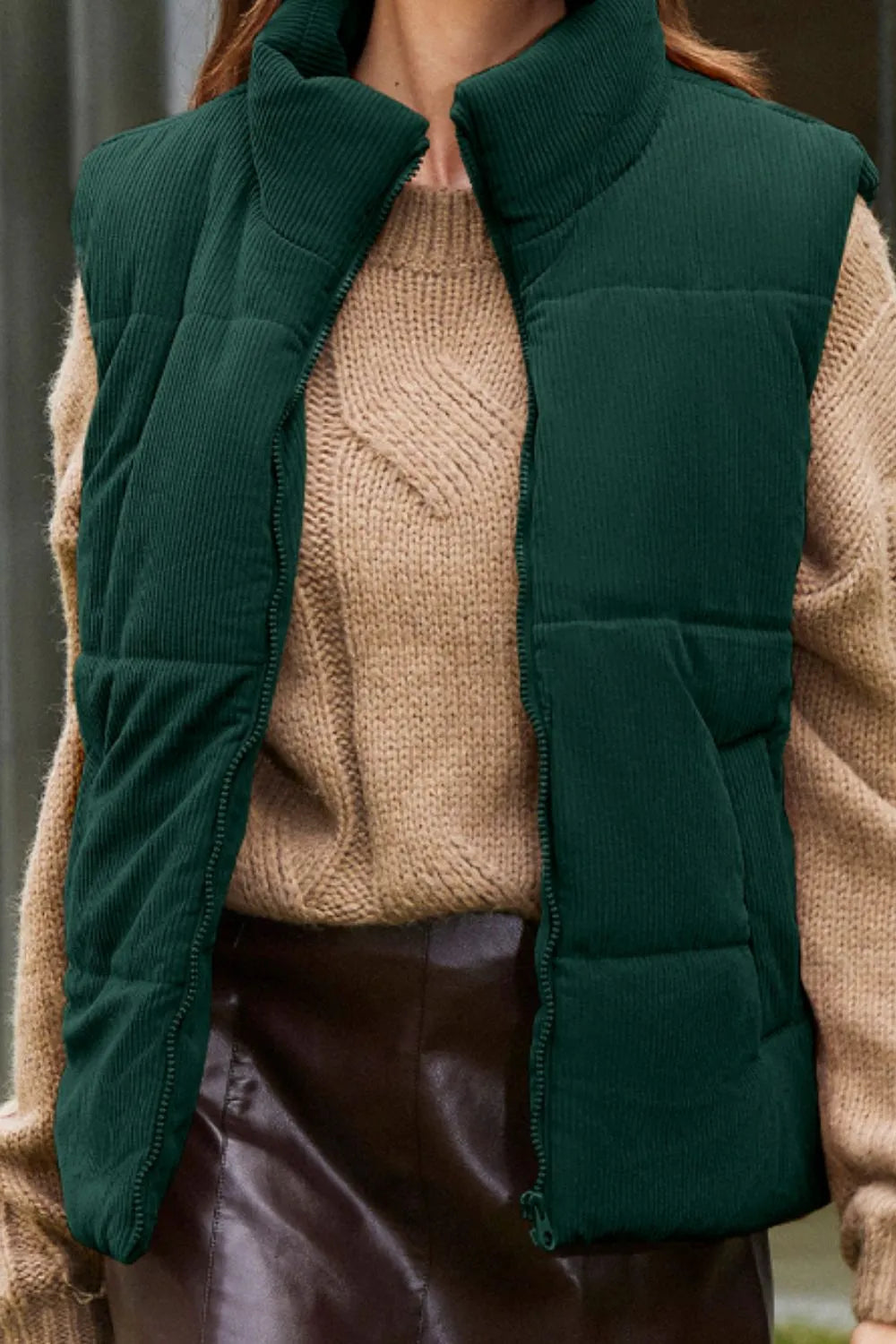 Zip Up Turtleneck Vest Coat, view 12