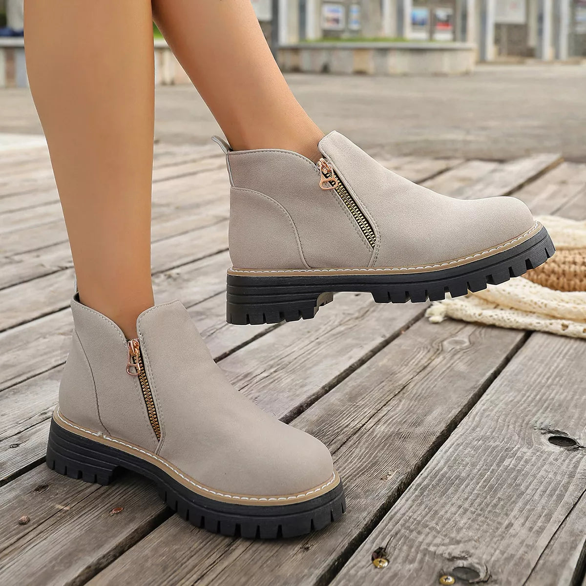 Side Zipper Ankle Boots - Lilixa.store