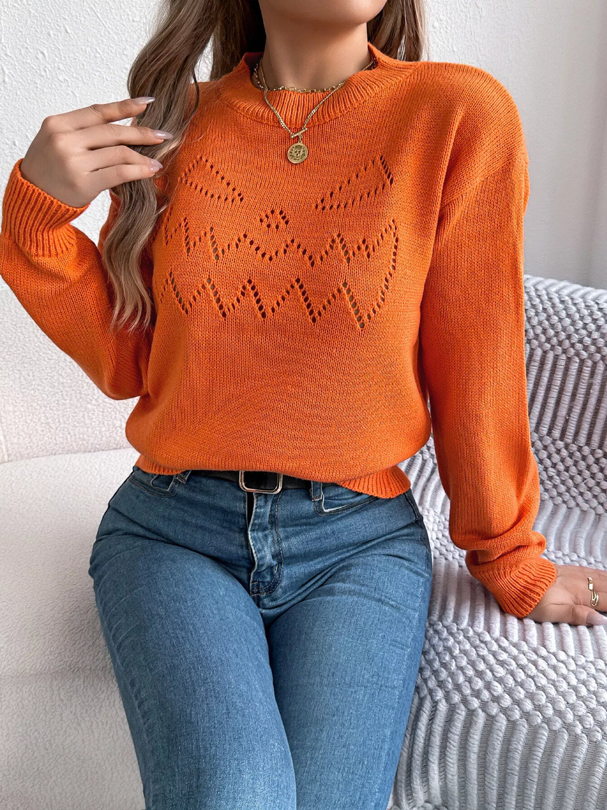 Halloween Pumpkin Face Knit Top, view 4