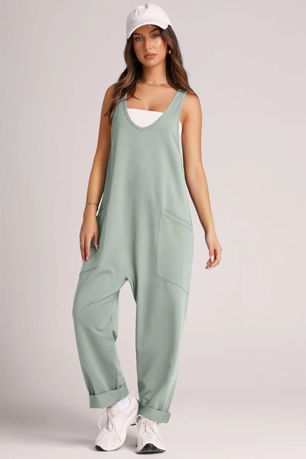 Lovelet Wide Strap Jumpsuit with Pockets - Lilixa.store