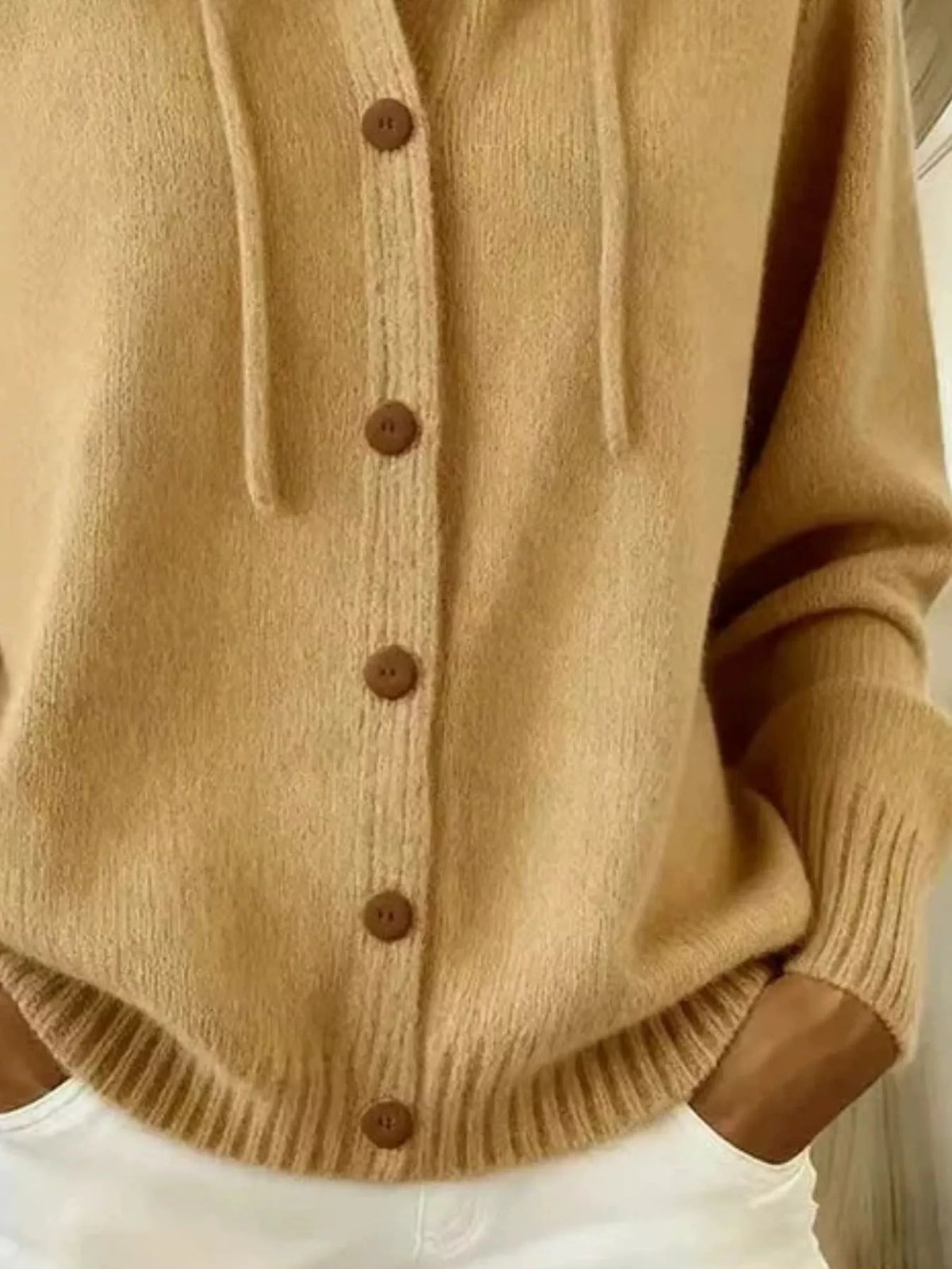 Full Size Hooded Button-Down Knit Cardigan Plus Size - Lilixa.store