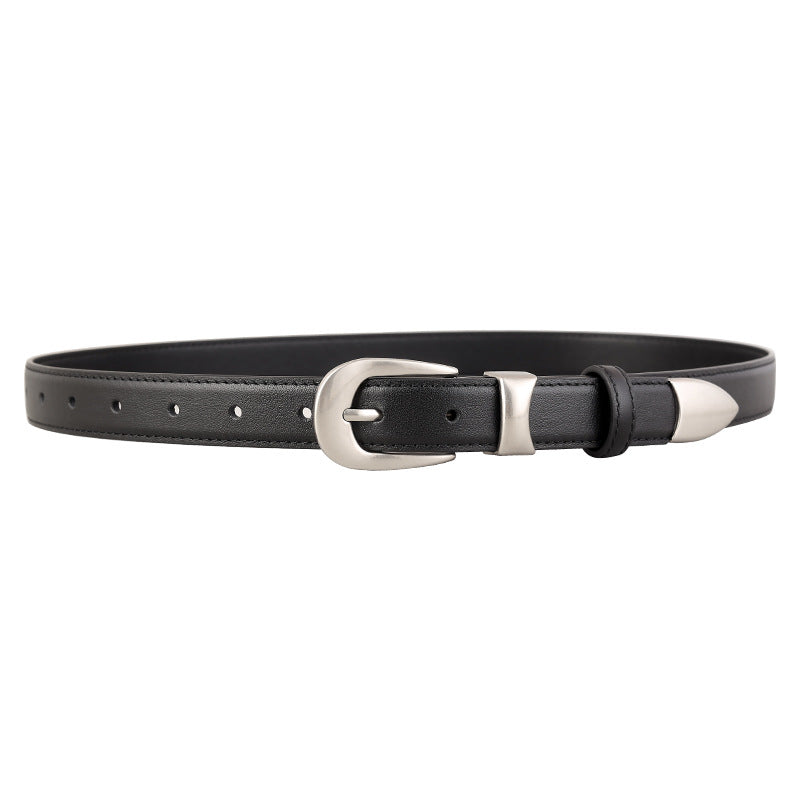 Classic Leather Belt with Silver Buckle - Lilixa.store