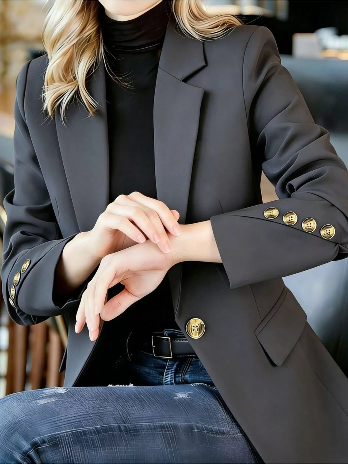 Full Size One Button Lapel Collar Blazer Plus Size - Lilixa.store