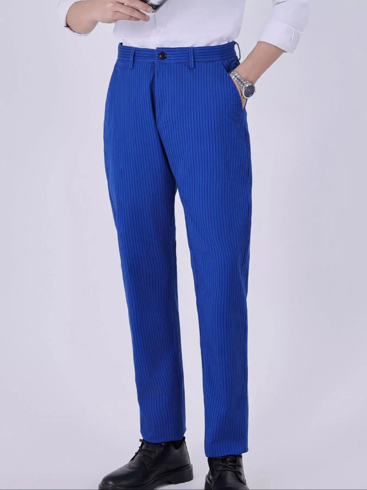 Men's Slim Fit Pants in Royal Blue, view 2