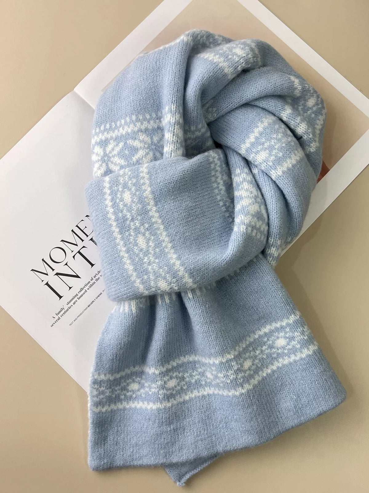 Winter Snowflake Pattern Knitted Scarf - Lilixa.store