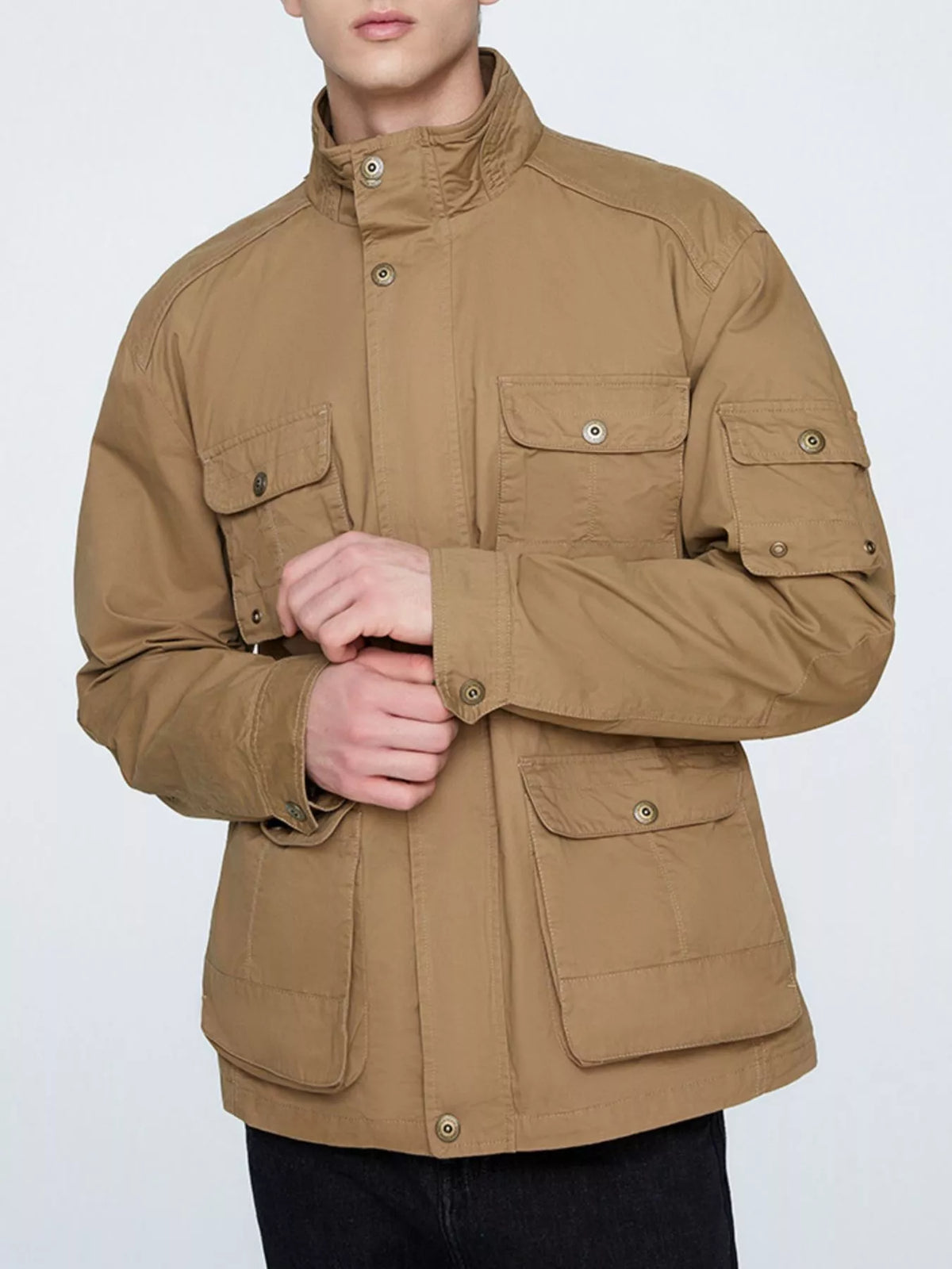 Men's Plus Size Multi-Pocket Zip Up Jacket - Lilixa.store