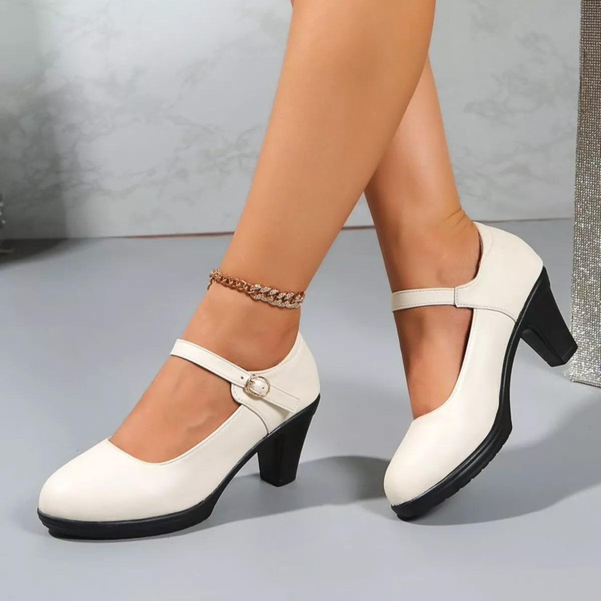 Buckle Block Heels Pumps - Lilixa.store