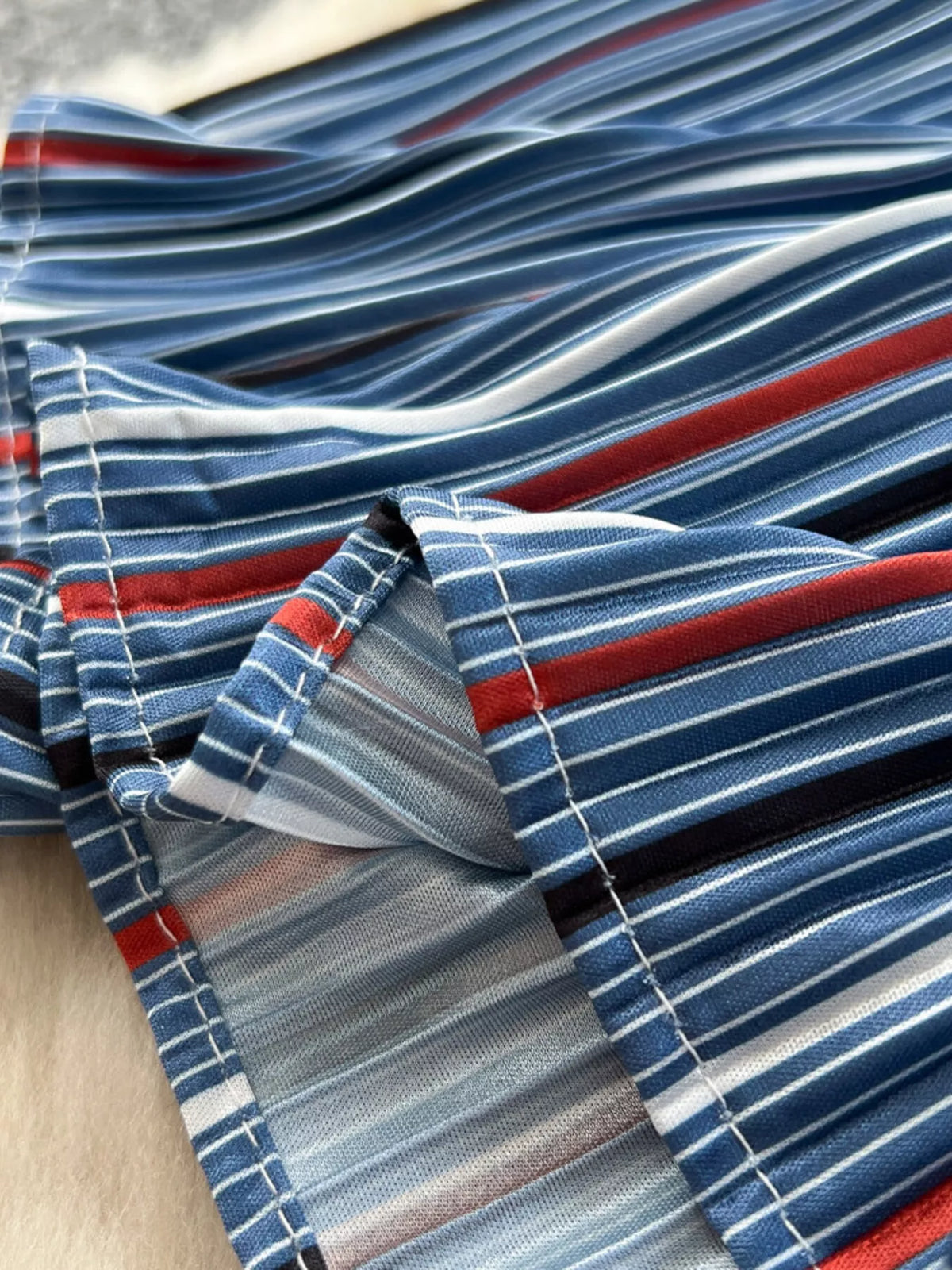 Full Size Striped Patchwork Denim Skirt Plus Size - Lilixa.store