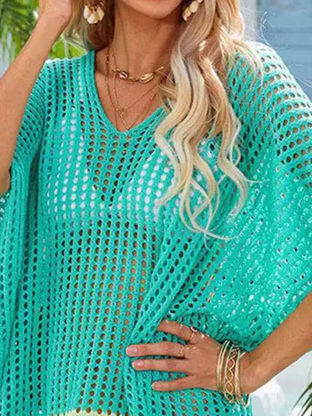 Crochet Rainbow Trim Cover-Up Dress - Lilixa.store