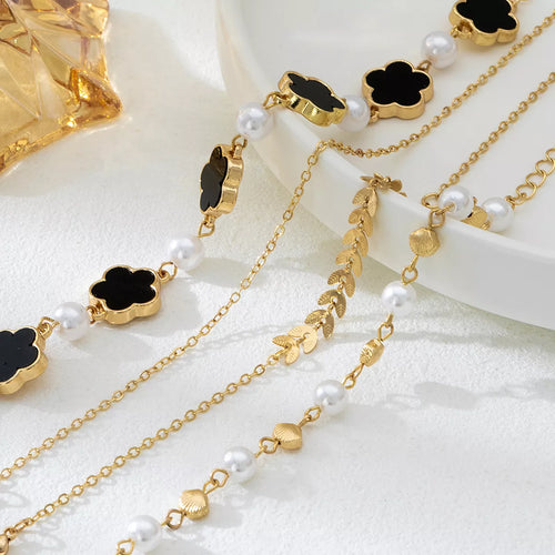 4-Piece 18K Gold-Plated Alloy Resin Bracelet, view 2