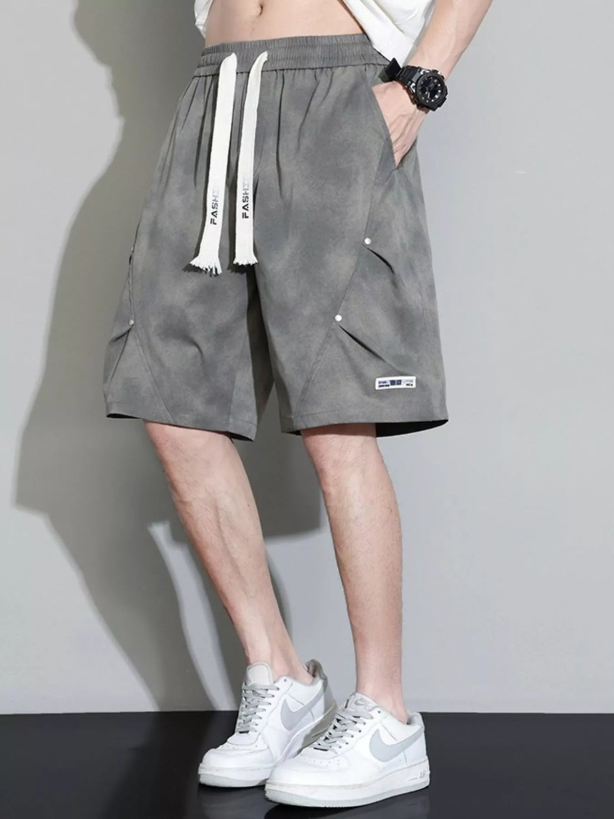 Men's Plus Size Casual Drawstring Cargo Shorts