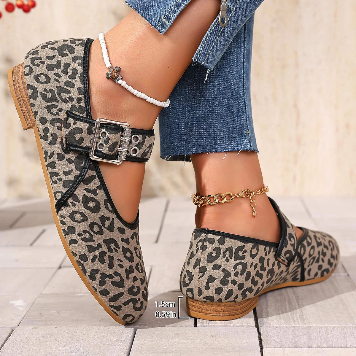 Leopard Print Mary Jane Loafers, view 7