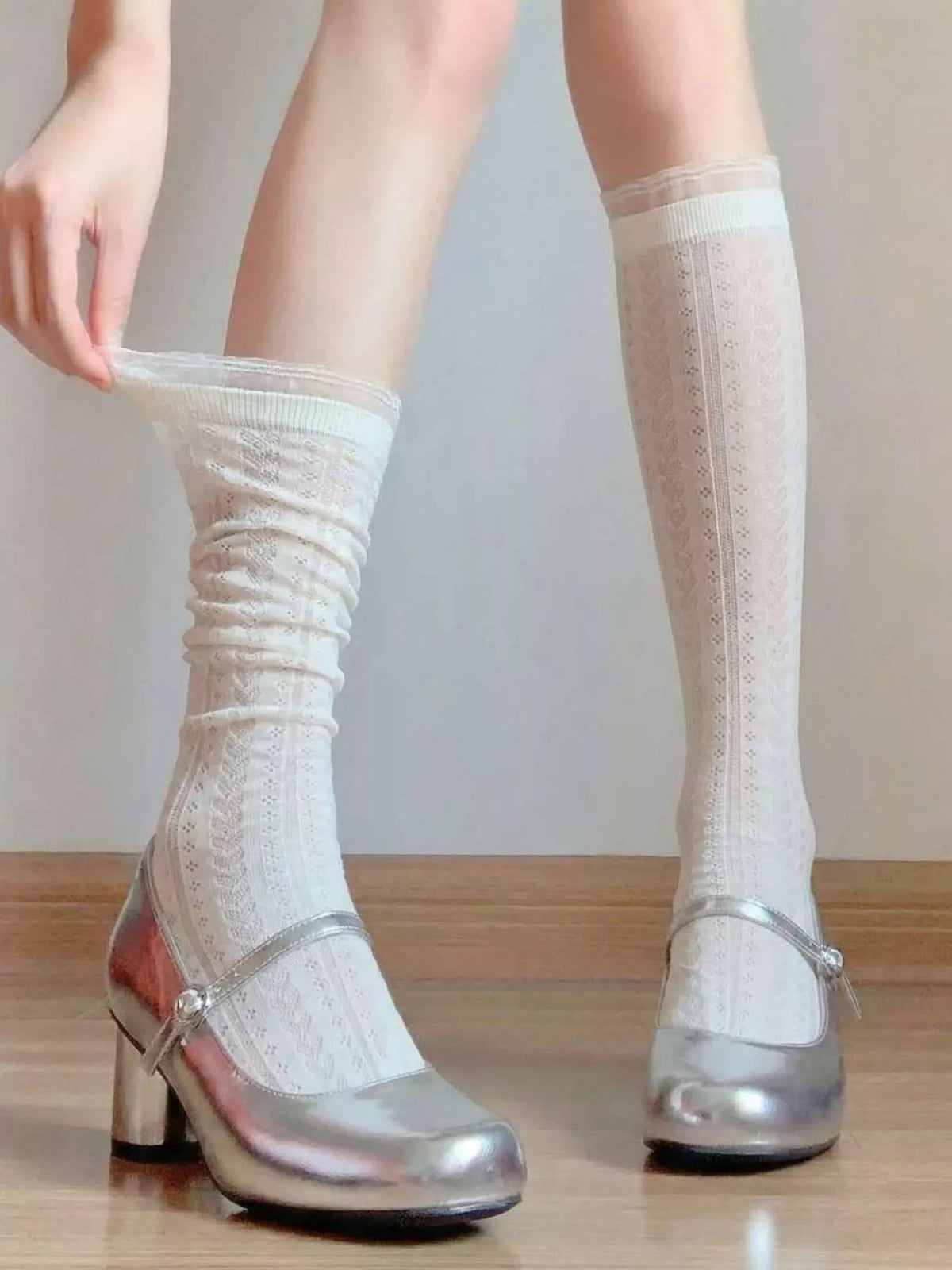 Lace Patterned Mid-Calf Socks - Lilixa.store