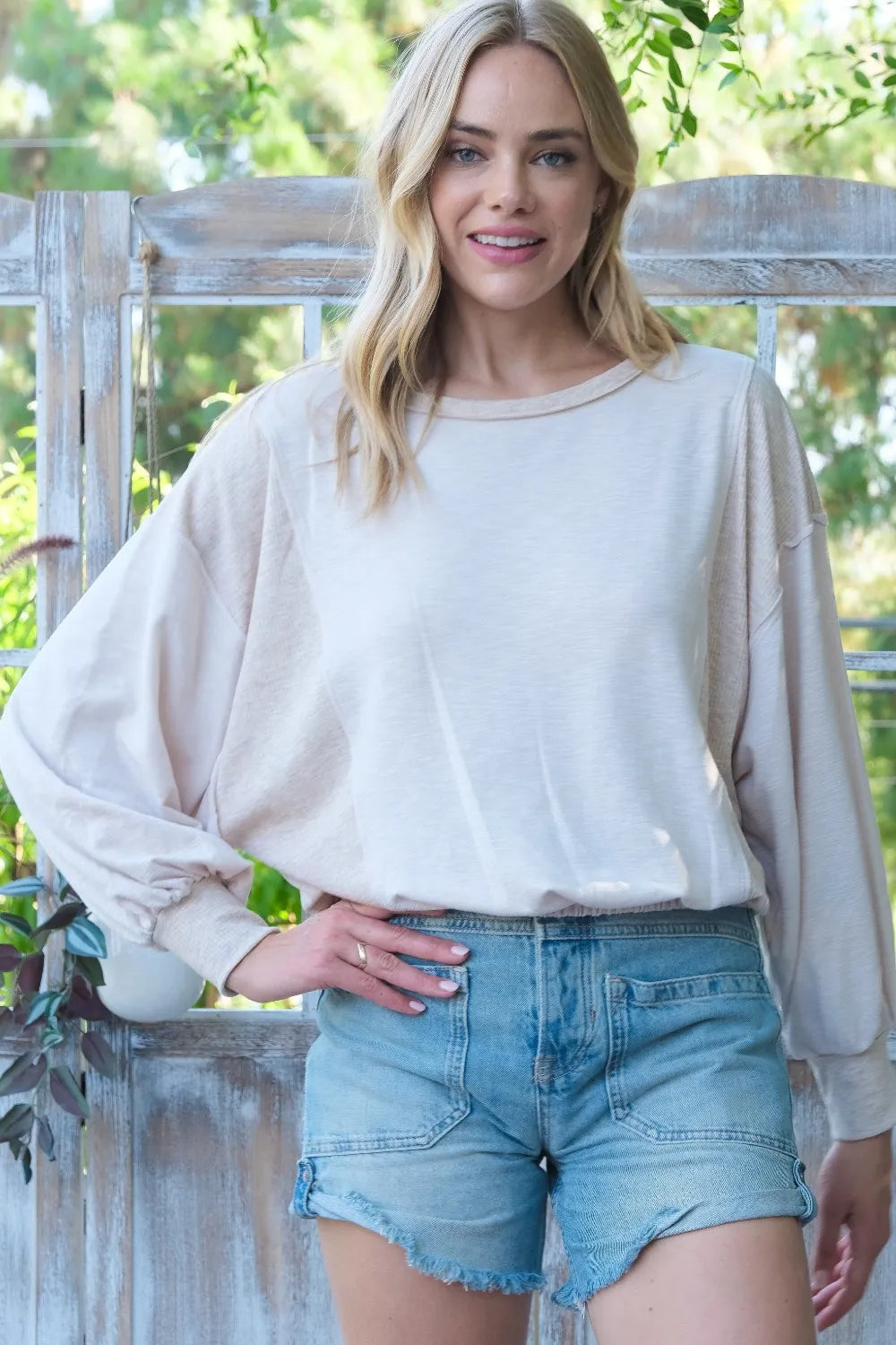 Hailey & Co Rib and Two Tone Knit Mixed Top - Lilixa.store