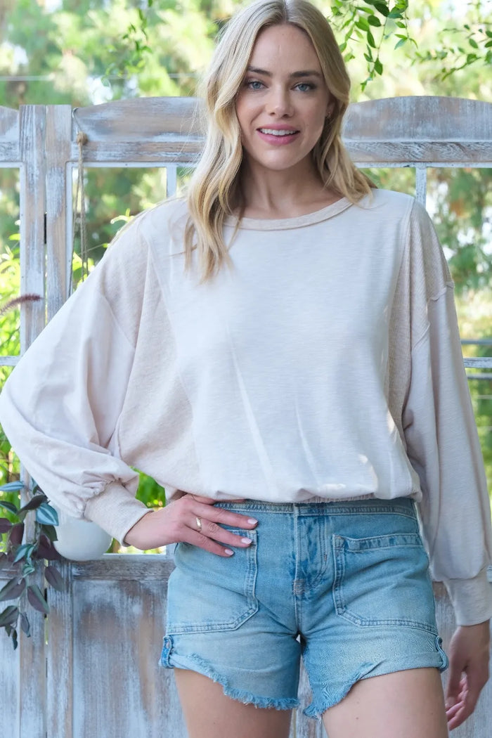 Hailey & Co Rib and Two Tone Knit Mixed Top - Lilixa.store