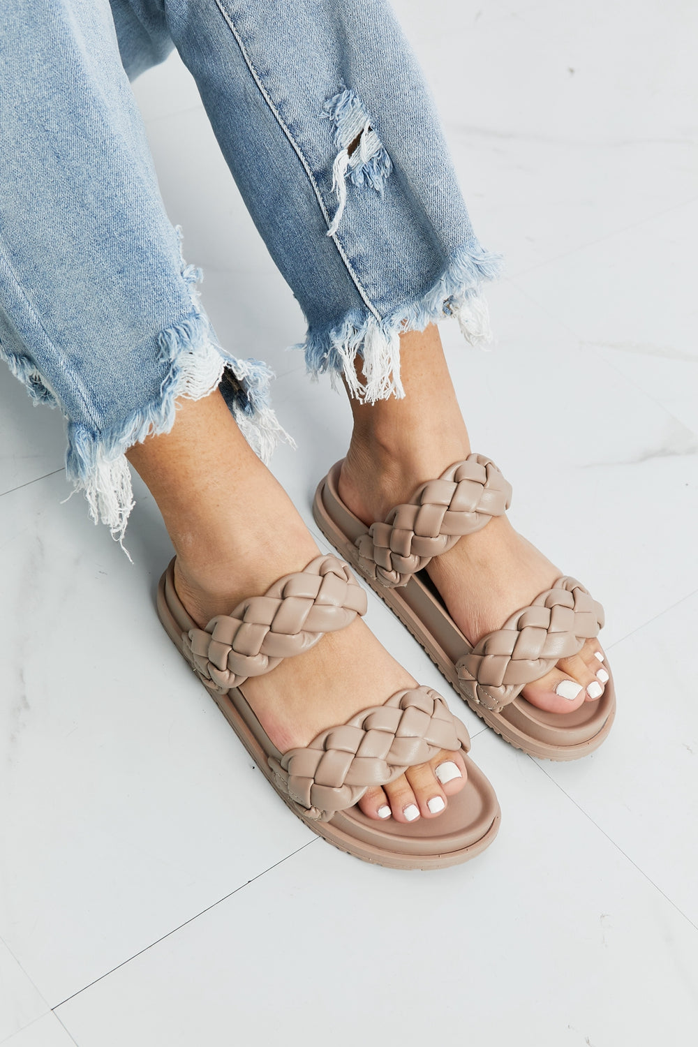 Qupid Braided Open Toe Slippers - Lilixa.store