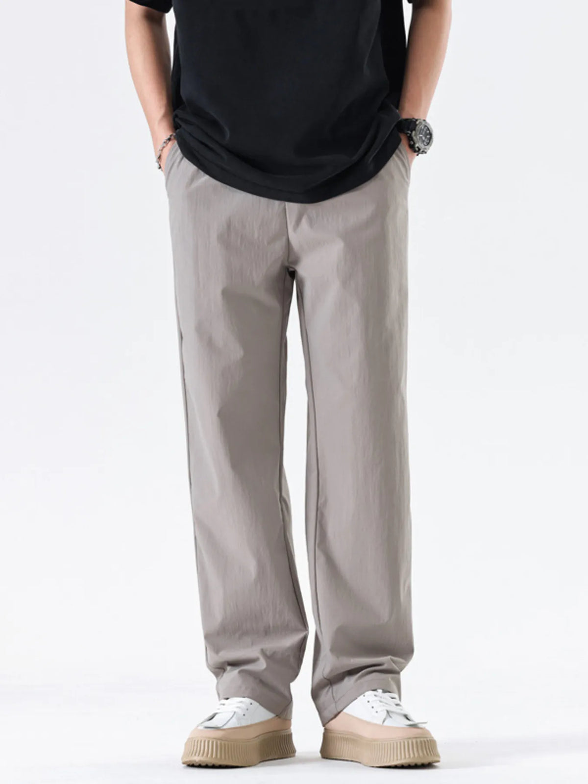 Men's Full Size Wide Leg Pants Plus Size in Grey
