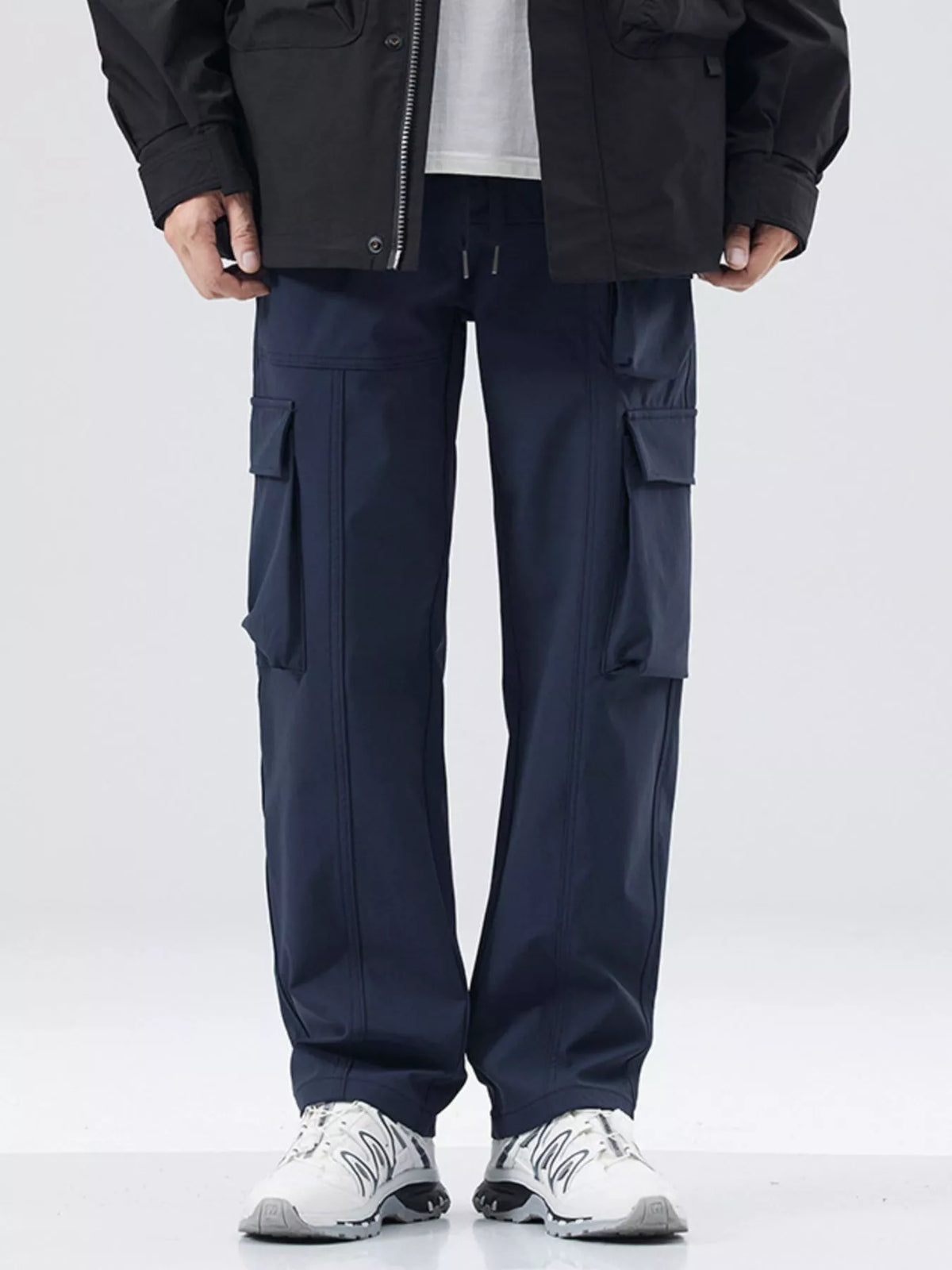 Men's Full Size Drawstring Wide Leg Pants Plus Size in Navy