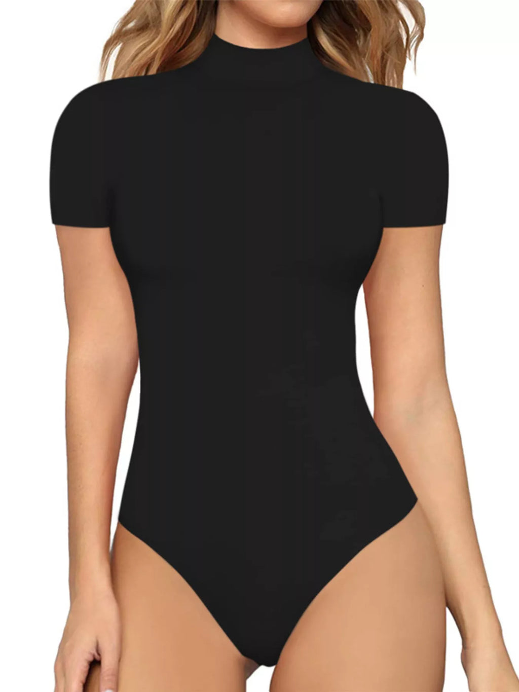 Mock Neck Short Sleeve Bodysuit - Lilixa.store