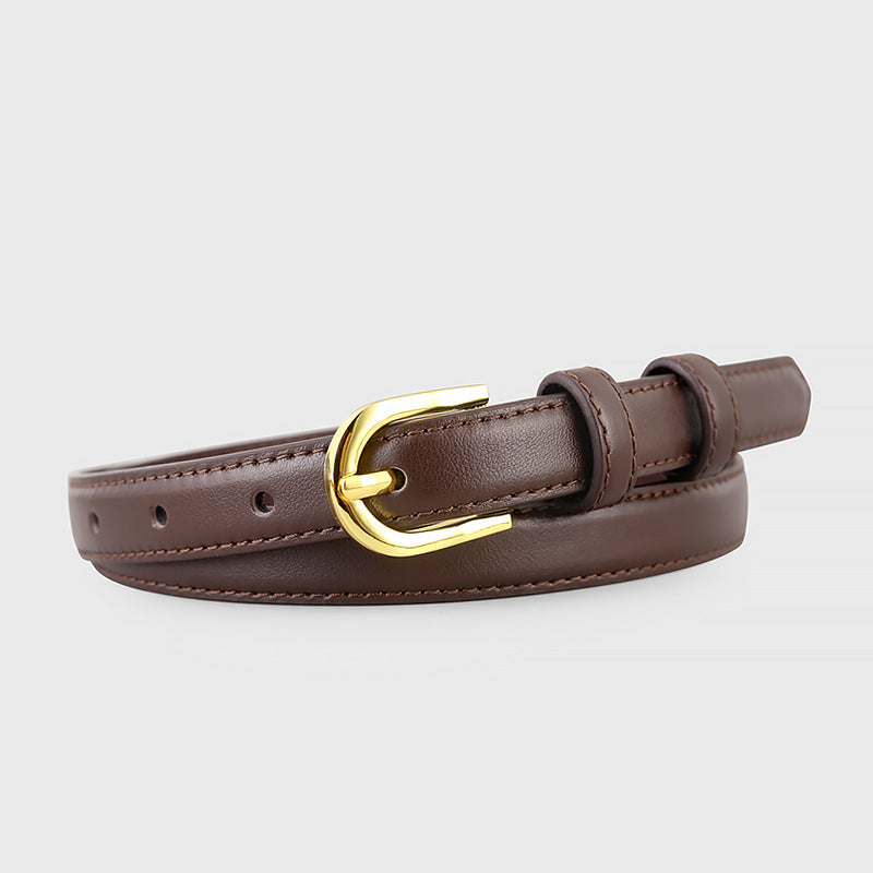 Leather Belt with Golden Buckle - Lilixa.store