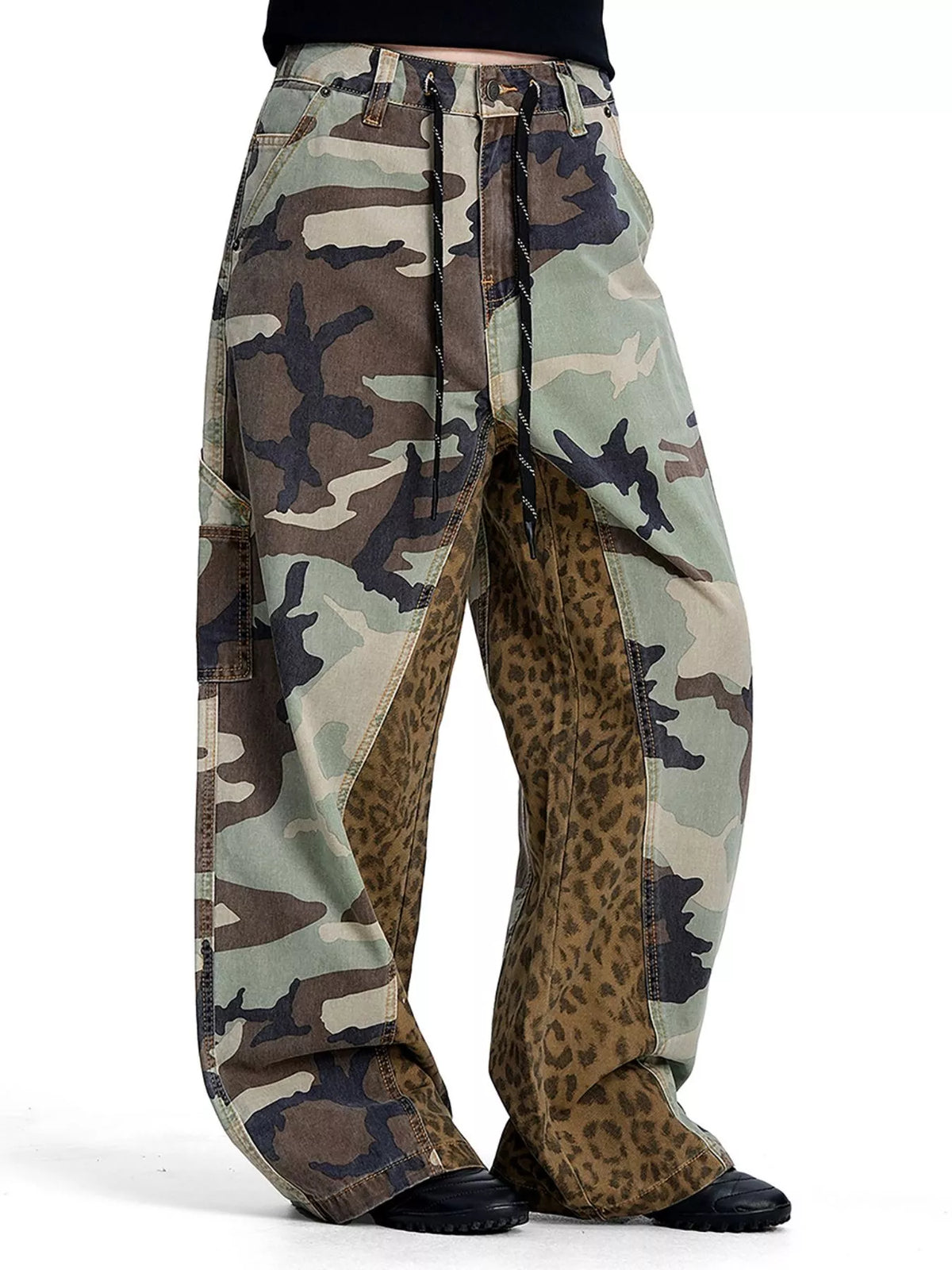 Men's Camouflage Leopard Patchwork Cargo Pants