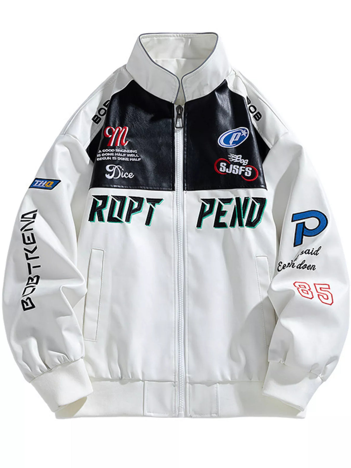 Men's Plus Size Racing-Inspired Zip Up Jacket - Lilixa.store