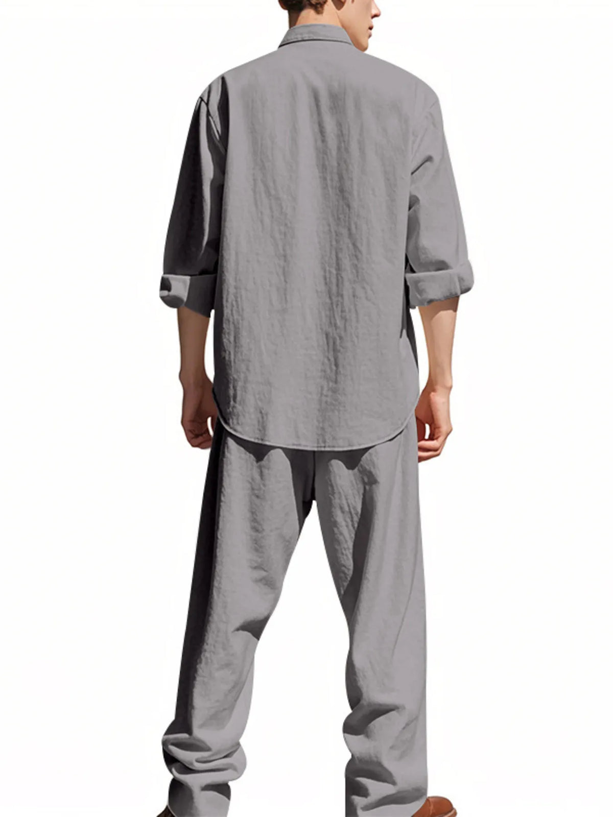 Men's Full Size Button Up Shirt and Pants Set Plus Size, view 6