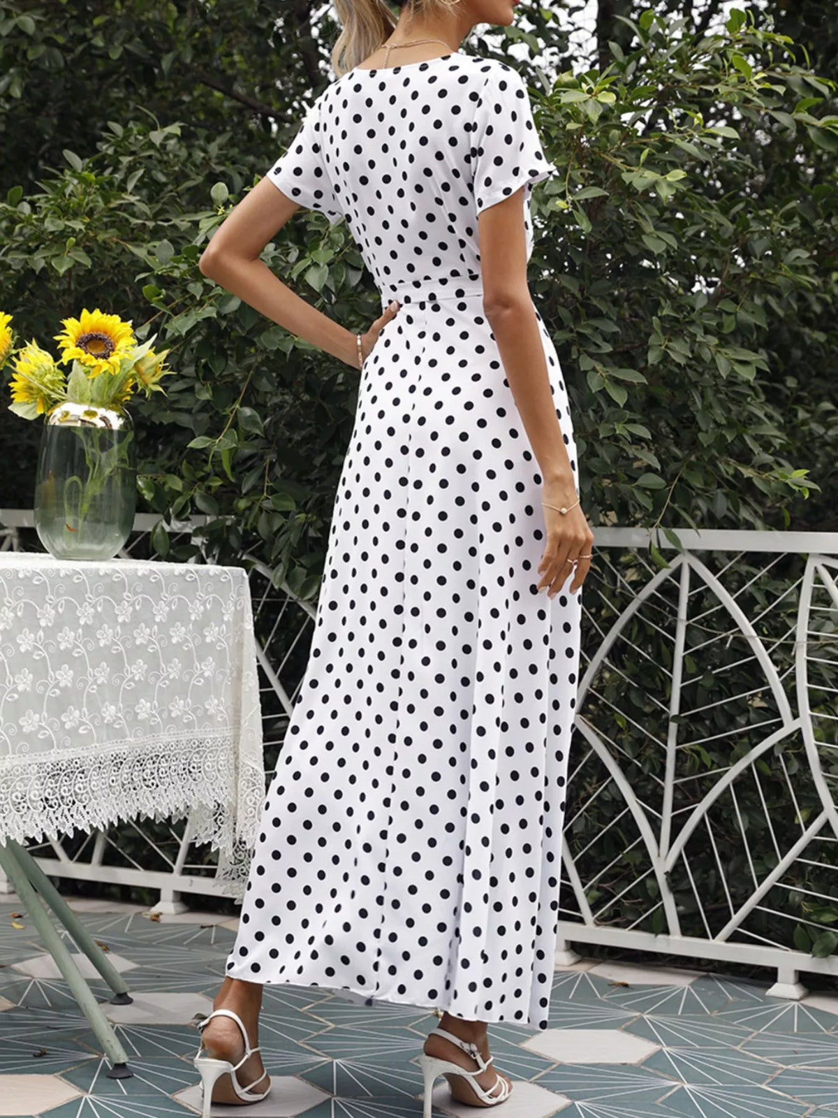 Polka Dot Wrap Maxi Dress, view 5
