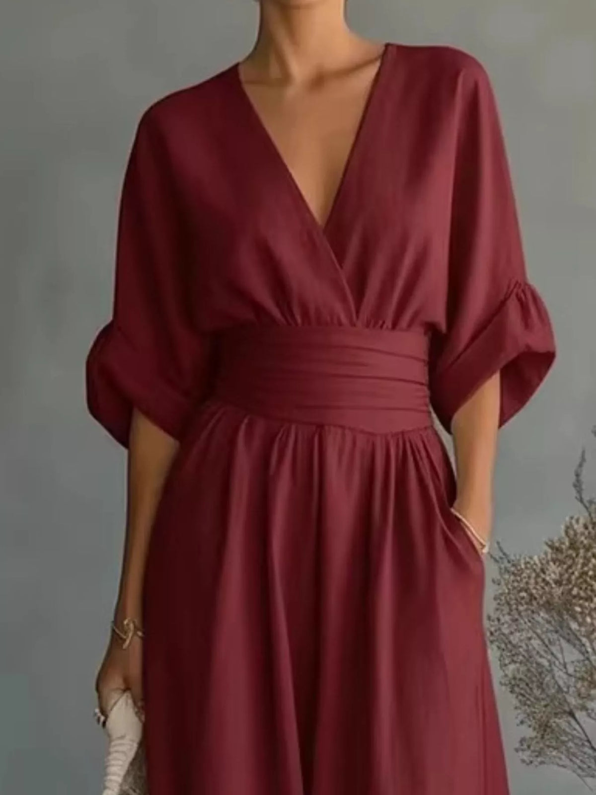 Full Size Half Sleeve Wide-Leg Jumpsuit Plus Size - Lilixa.store