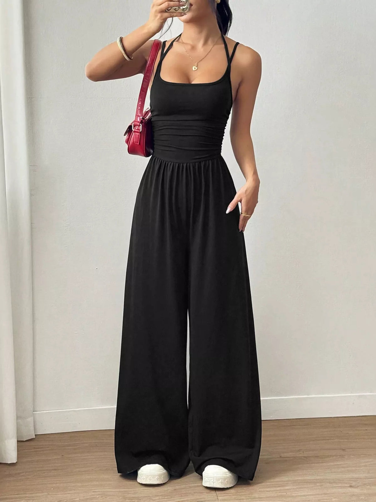 Spaghetti Strap Wide Leg Jumpsuit - Lilixa.store