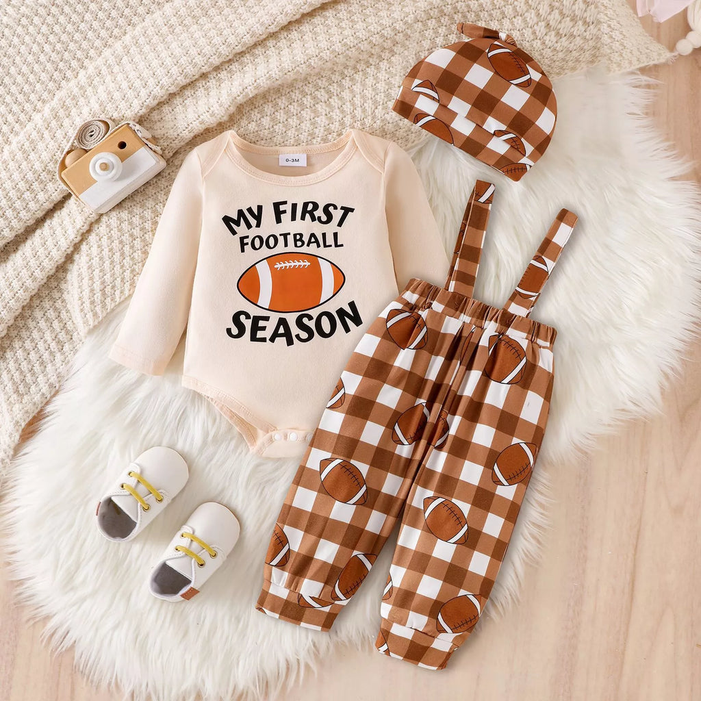 Children's My First Football Season Bodysuit and Pants Set with Hat - Lilixa.store