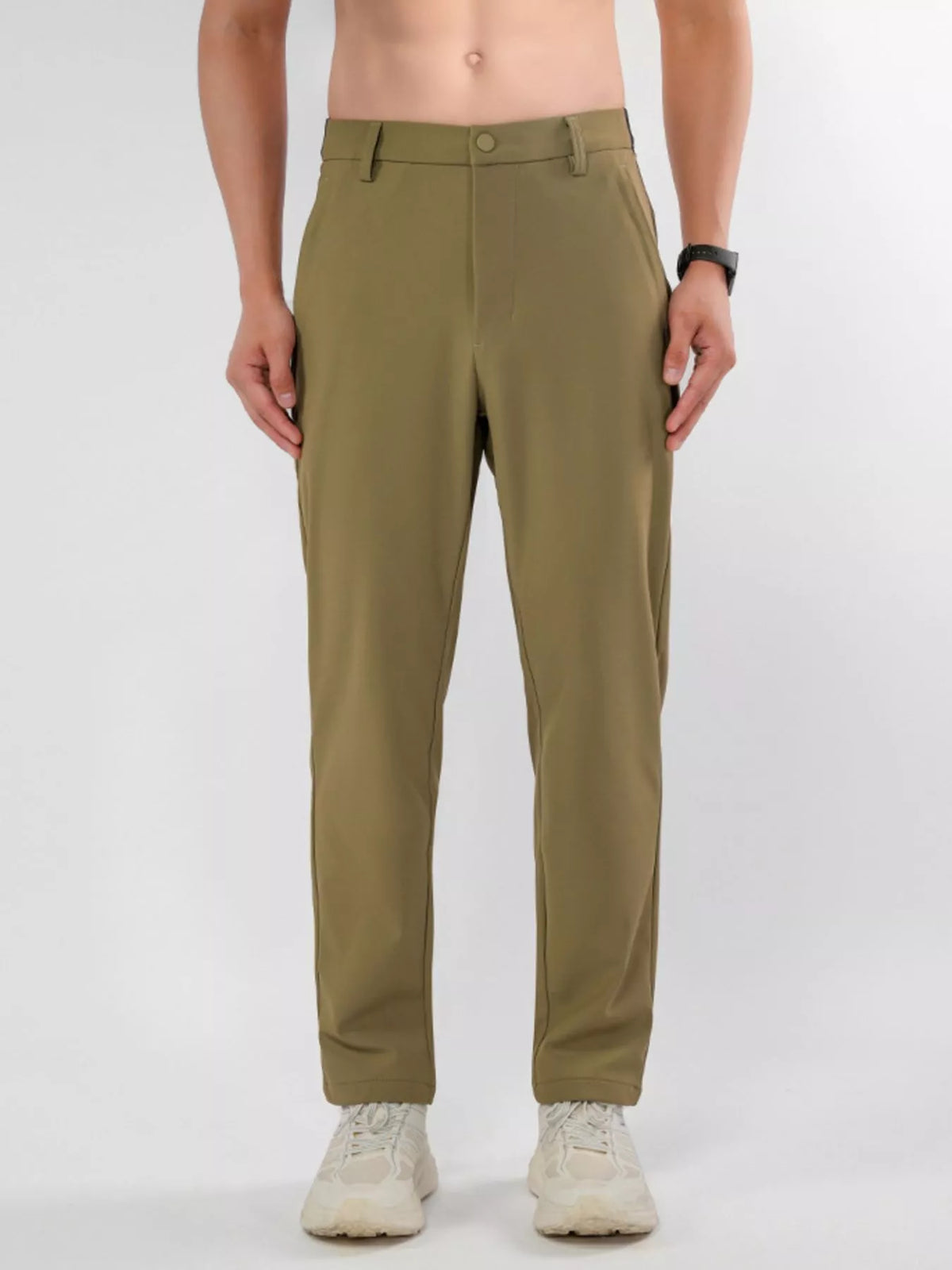 Men's Plus Size Slim Fit Stretch Casual Pants in Olive, view 2