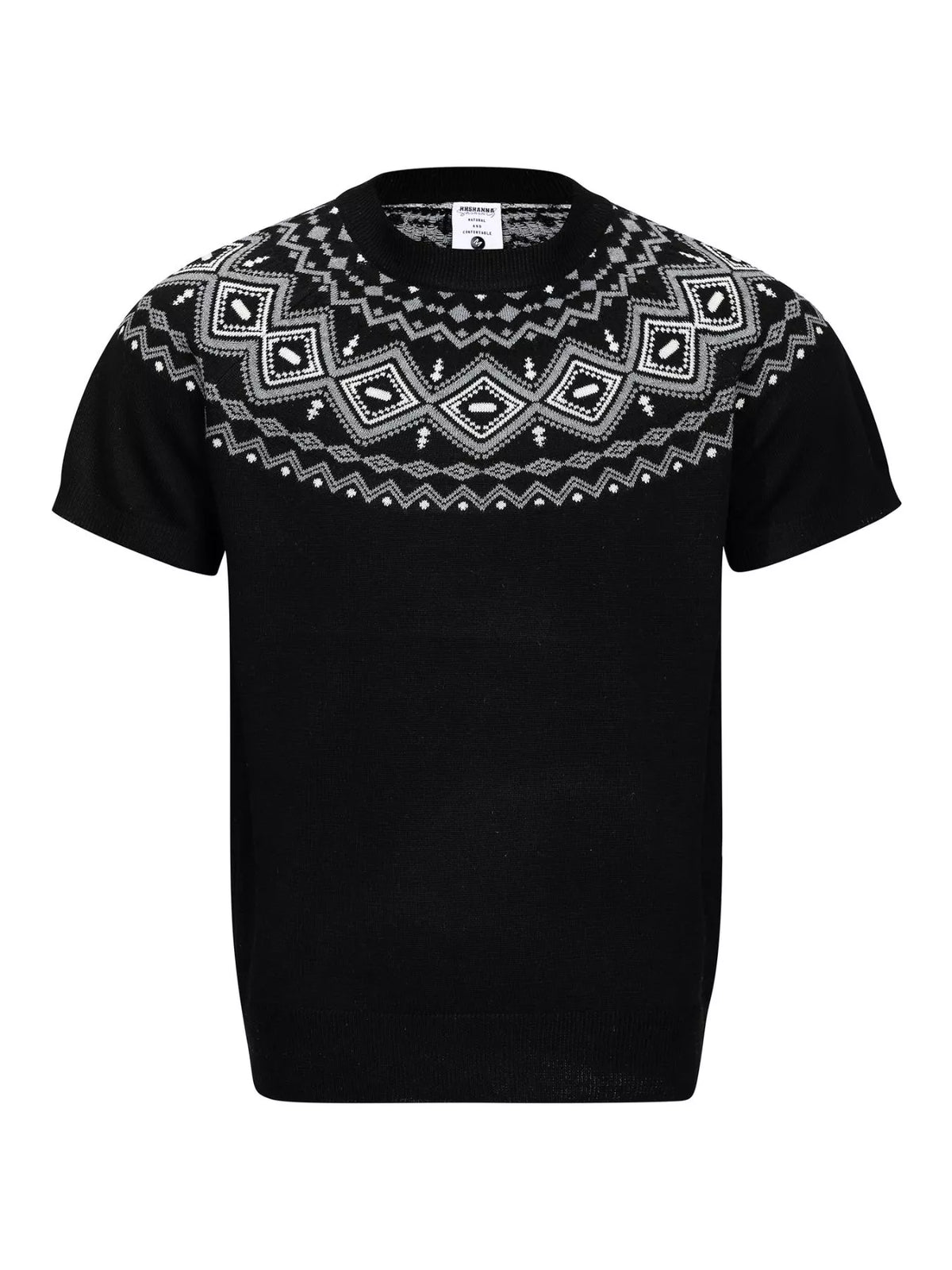 Men's Short Sleeve Fair Isle Pattern Knit Top - Lilixa.store