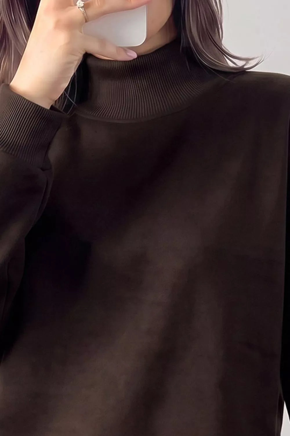Lace Hem Mock Neck Sweatshirt - Lilixa.store