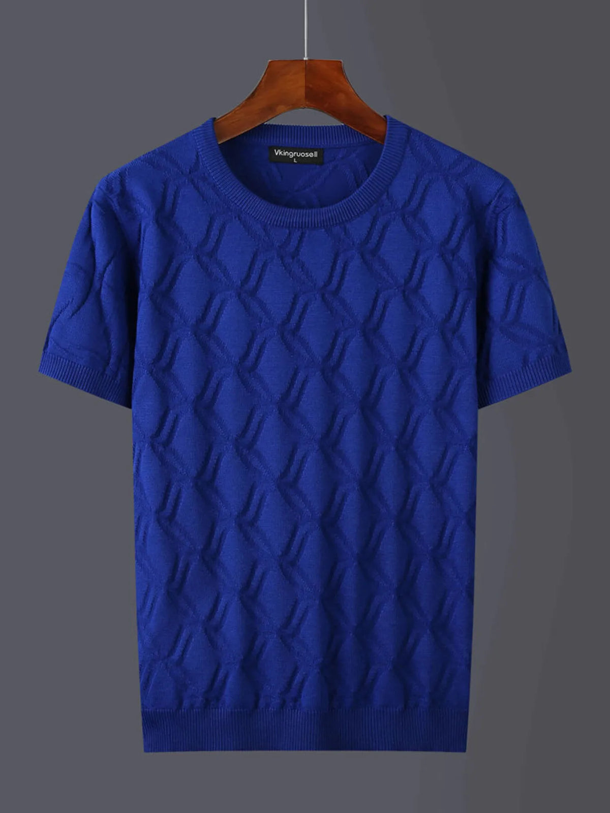 Men's Plus Size Textured Round Neck Short Sleeve Knit Top
