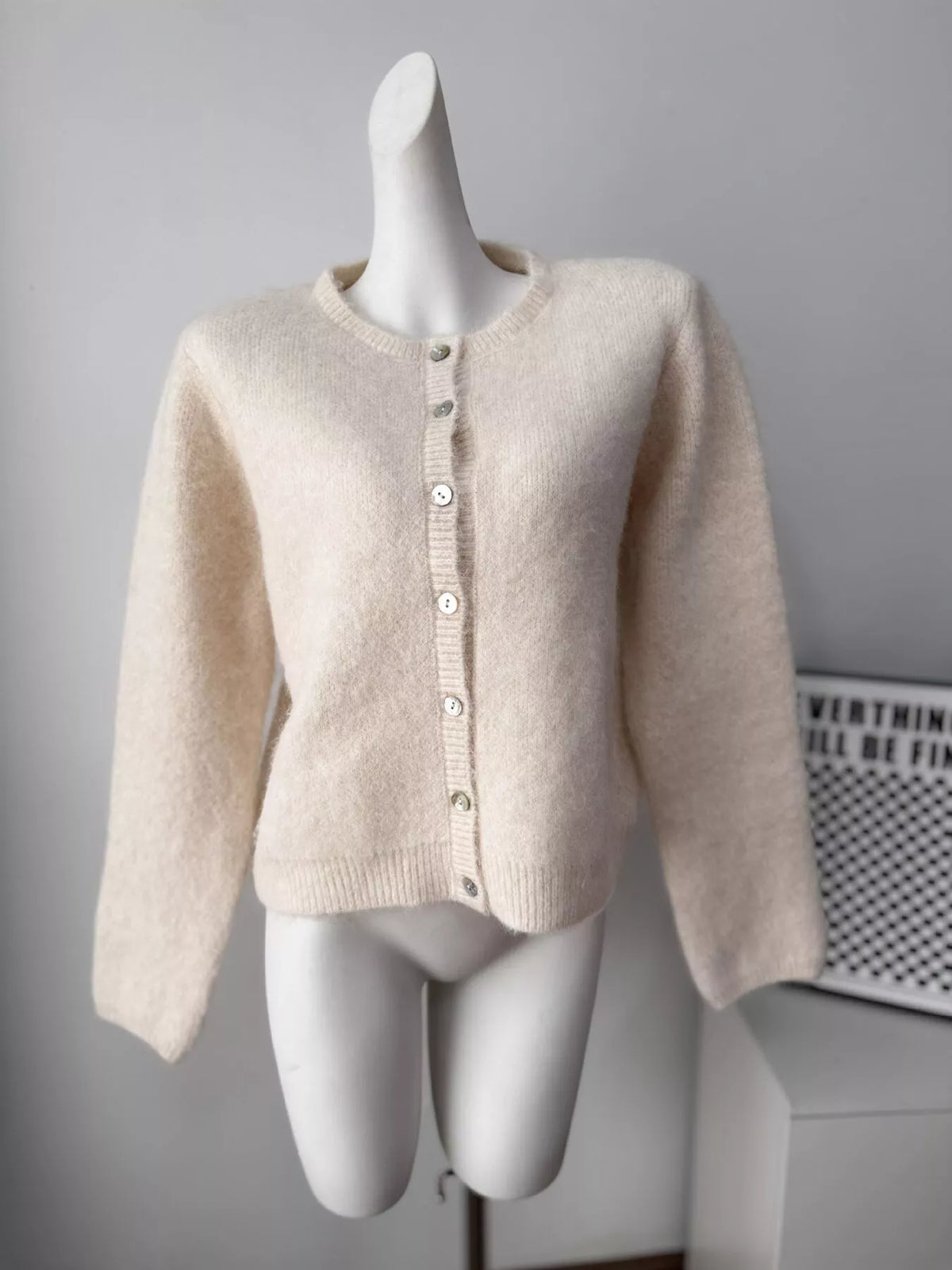 Fuzzy Knit Button-Down Cardigan, view 6
