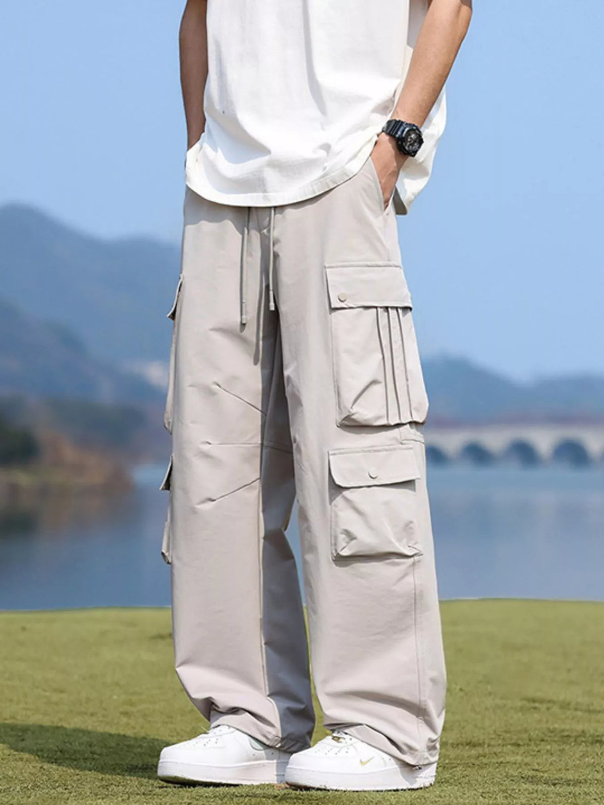 Men's Plus Size Loose Fit Multi-Pocket Cargo Pants, view 4