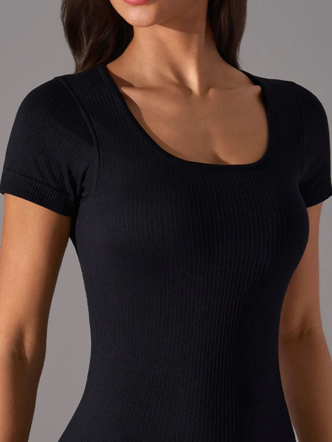 Square Neck Active T-Shirt with Detachable Chest Pads, view 9