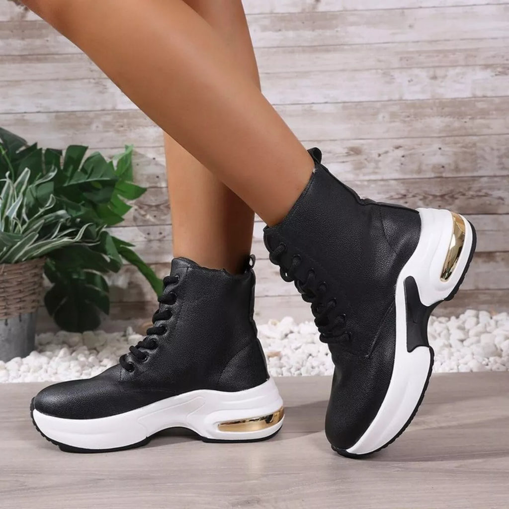 Lace Up Platform Ankle Boots, view 4