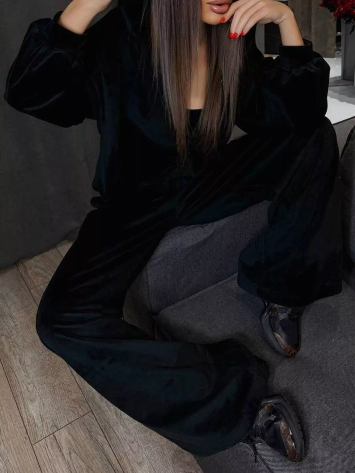 Zip Up Hoodie and Wide-Leg Pants Set - Lilixa.store