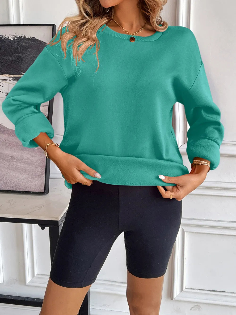 Ivy Lane Round Neck Long Sleeve Sweatshirt - Lilixa.store