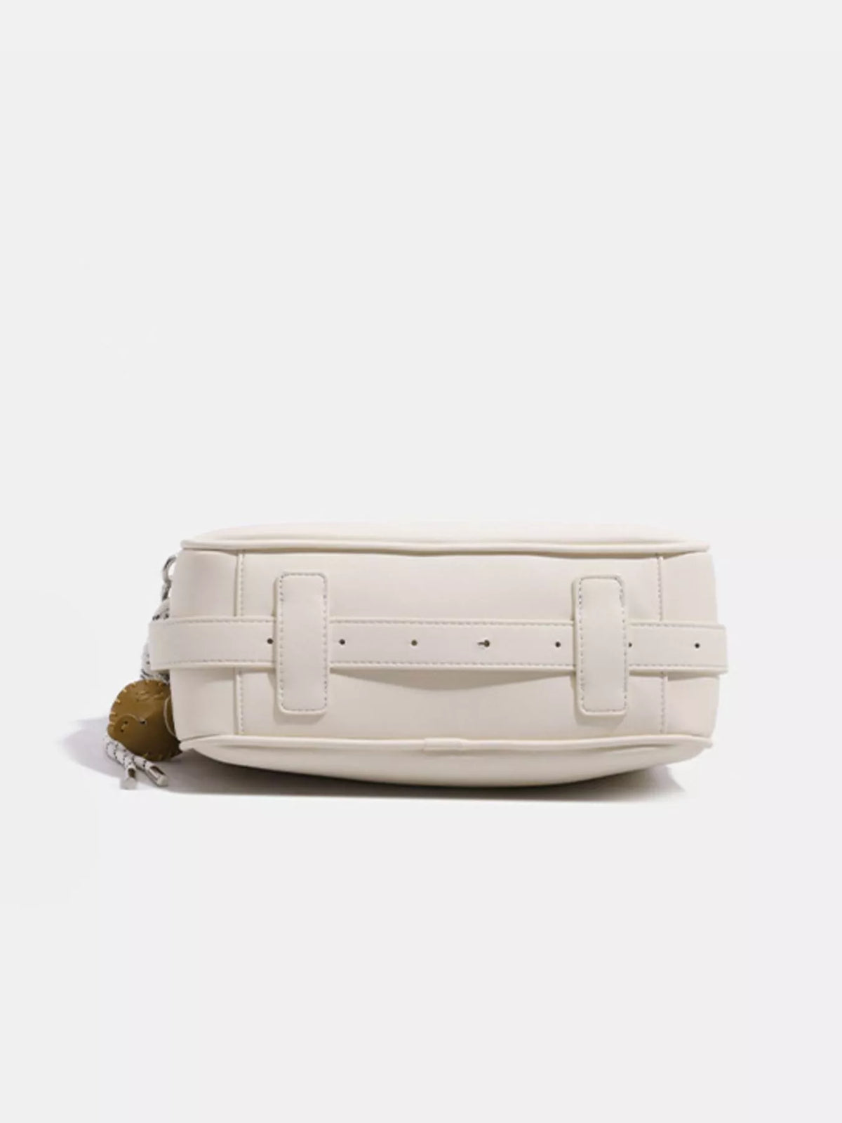 Hobo Shoulder Bag with Decorative Charms in Off-white, view 2