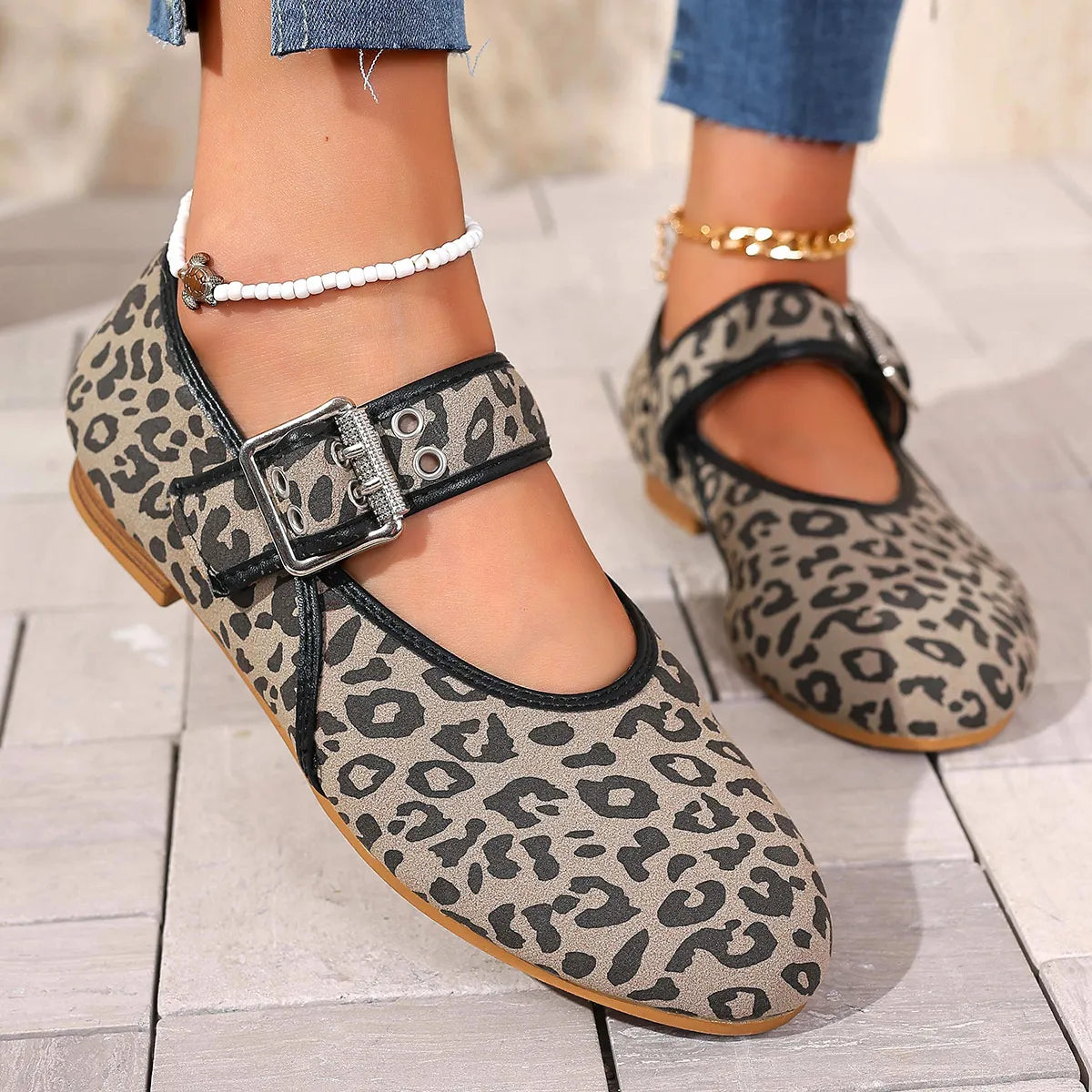 Leopard Print Mary Jane Loafers, view 9